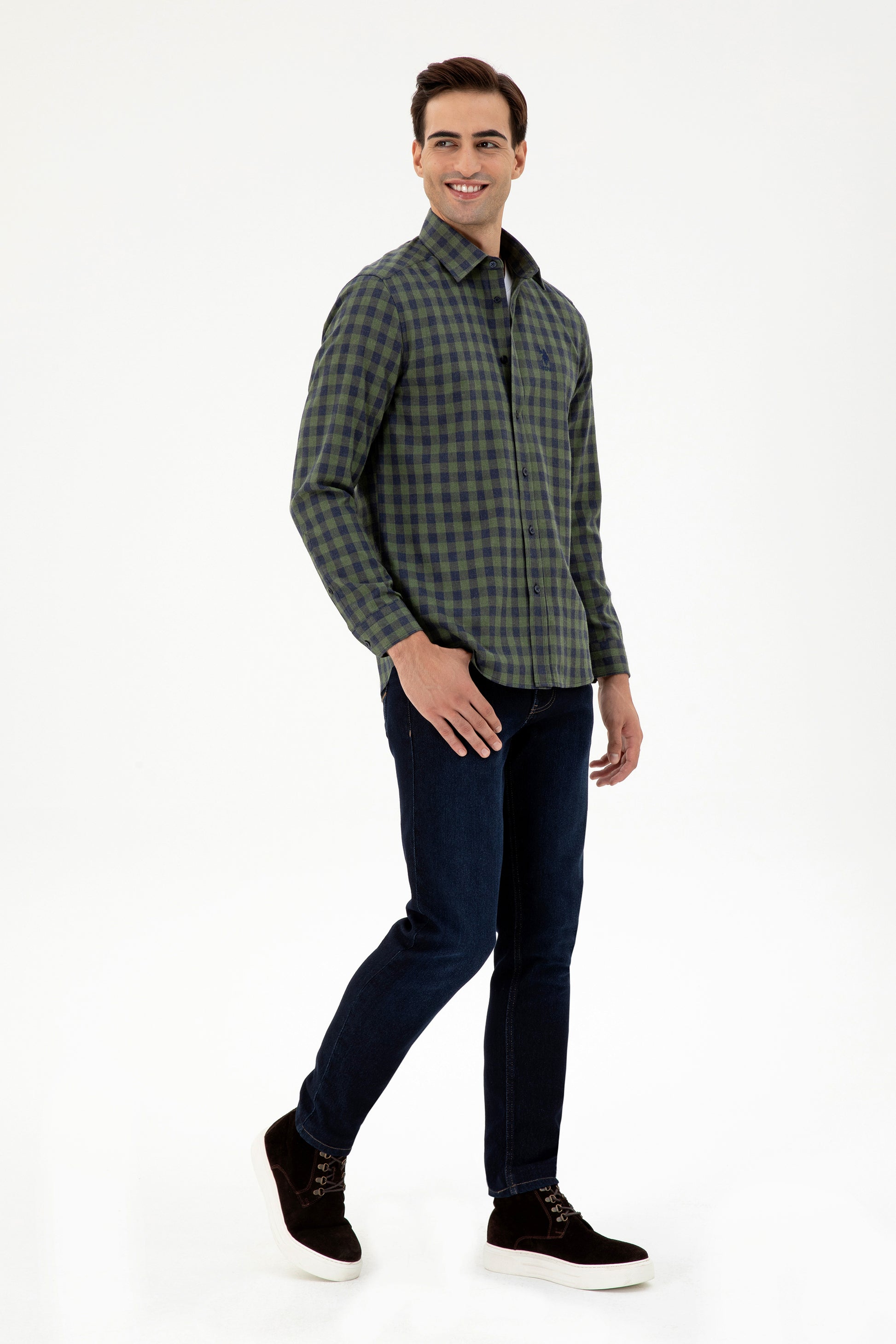 Men's Dark Green Long Sleeve Shirt