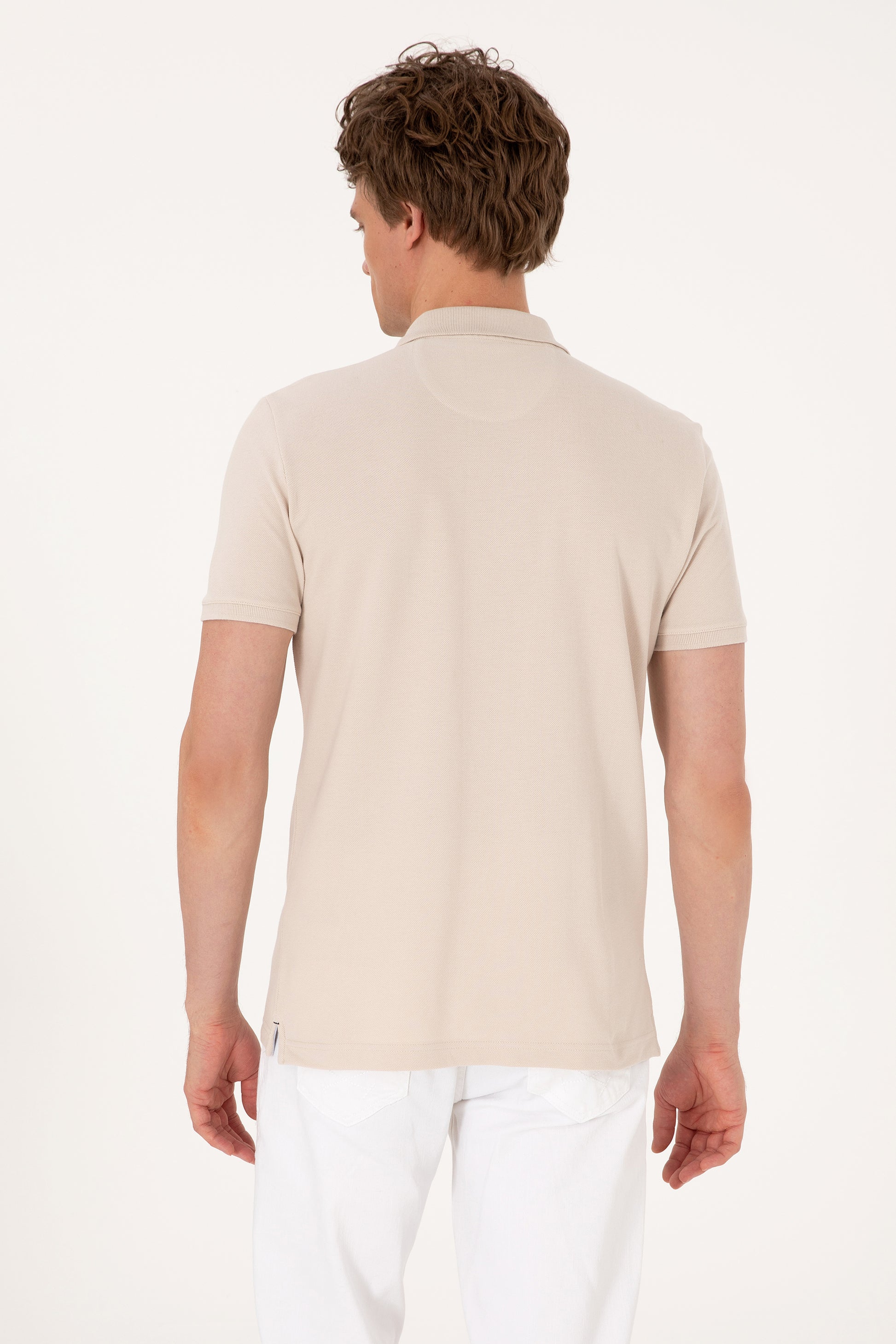 Men's Slim Fit Polo Neck Stone Basic T-Shirt