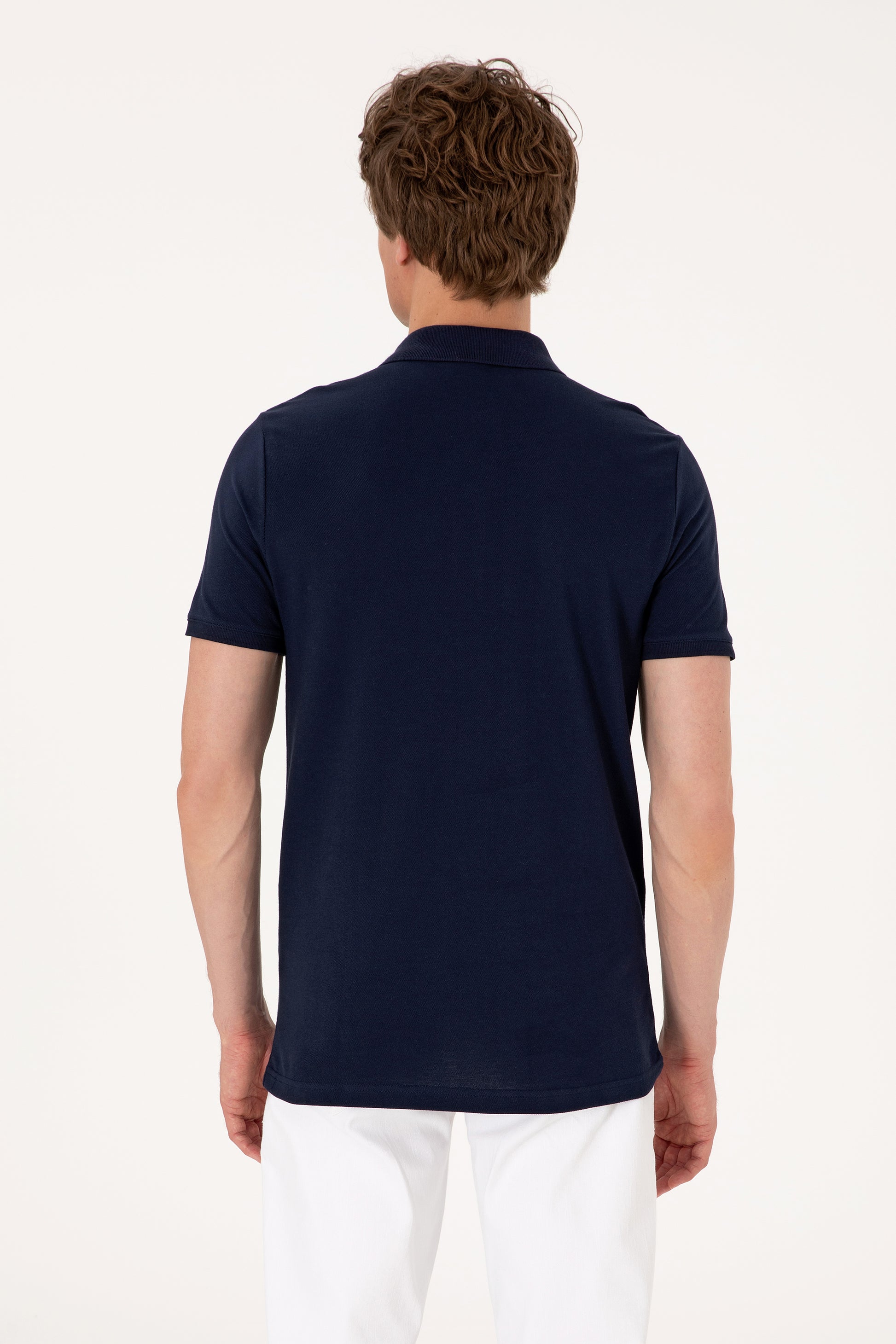 Men's Regular Fit Polo Neck Navy T-Shirt