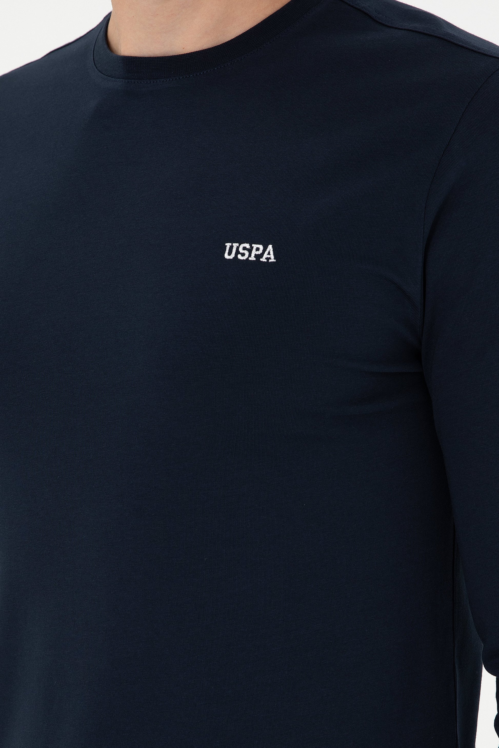 Men's Slim Fit Crew Neck Navy Basic Sweatshirt