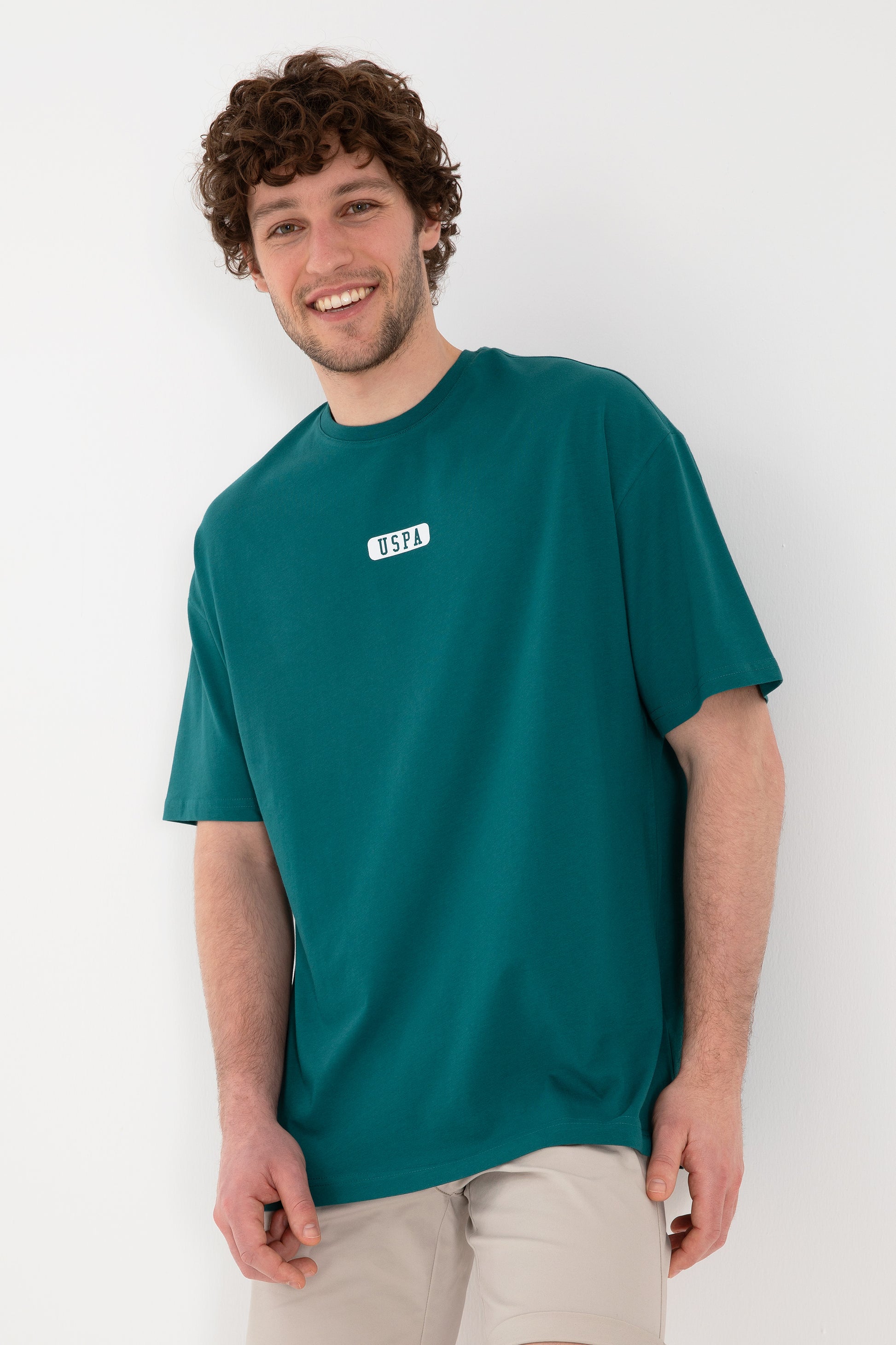 Men's Oversize Fit Crew Neck Dark Green T-shirt
