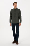 Men's Dark Green Long Sleeve Shirt