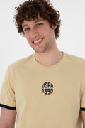 Men's Regular Fit Crew Neck Light Khaki T-Shirt