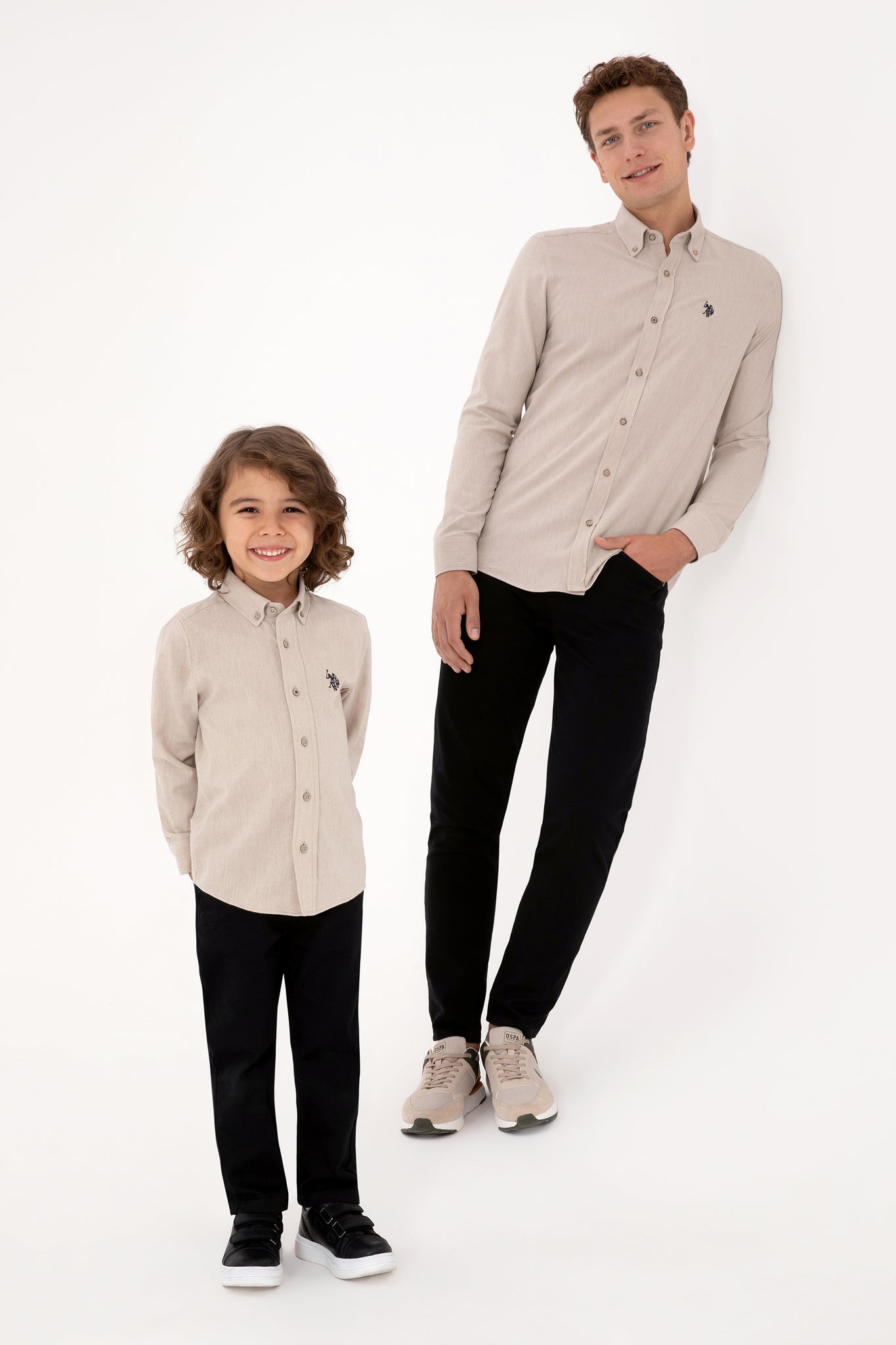 Men's Beige Long Sleeve Basic Shirt