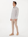 Khaki Striped Ex. Slim Fit Long Sleeve Shirt