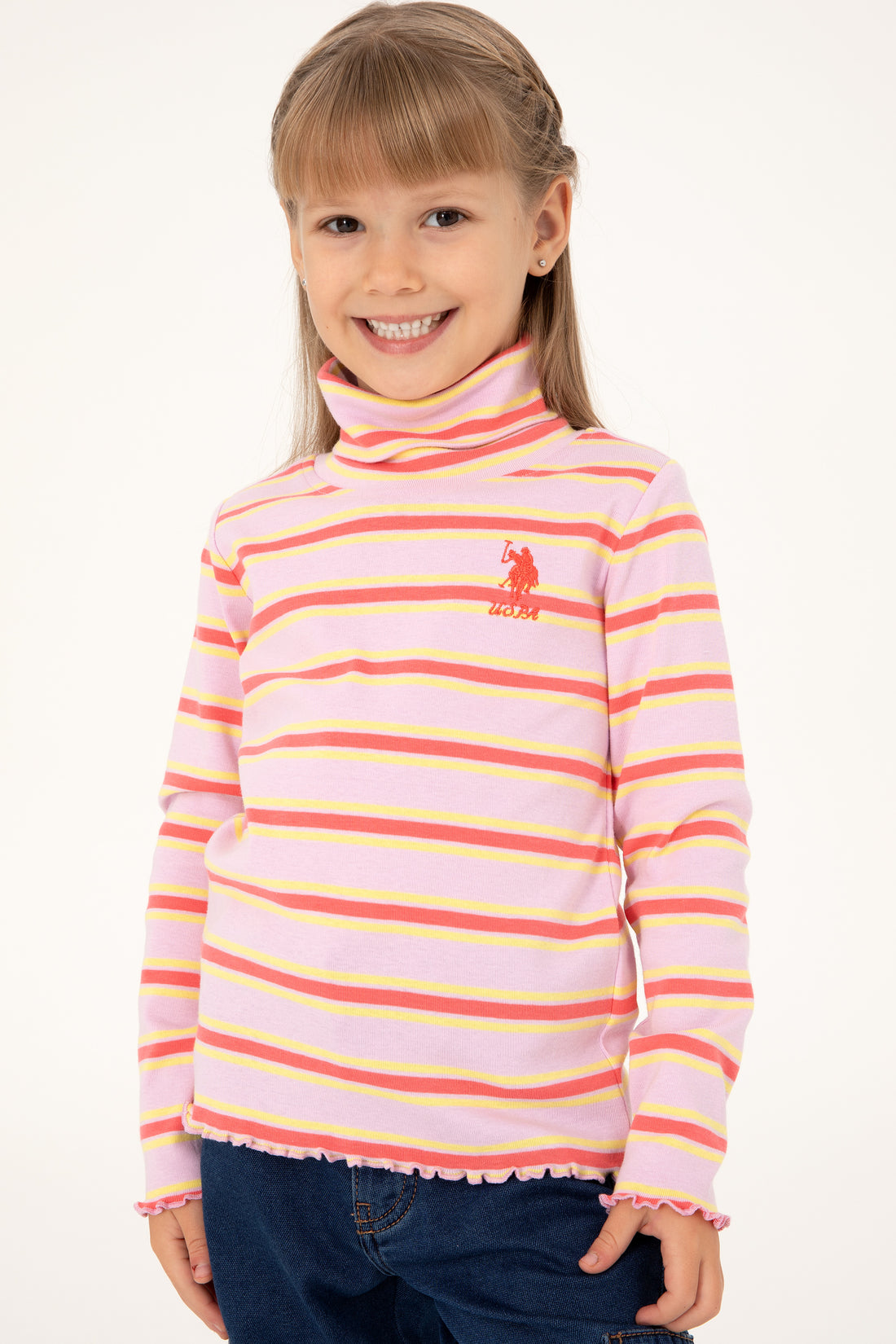 Girls' Pink Turtleneck Sweatshirt