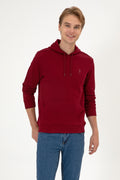 Erkek Regular Fit Kapişonlu Bordo Basic Sweatshirt