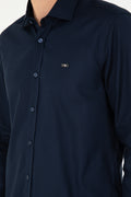 Men's Navy Blue Long Sleeve Basic Shirt