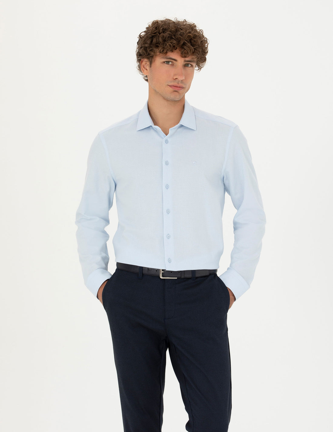 Light Blue Slim Fit Long Sleeve Shirt
