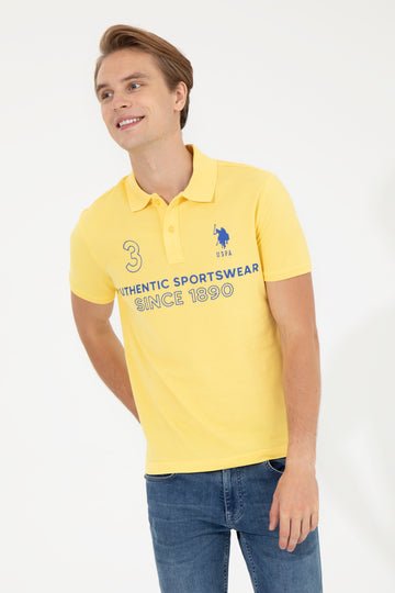 Men's Light Yellow Polo Neck T-Shirt