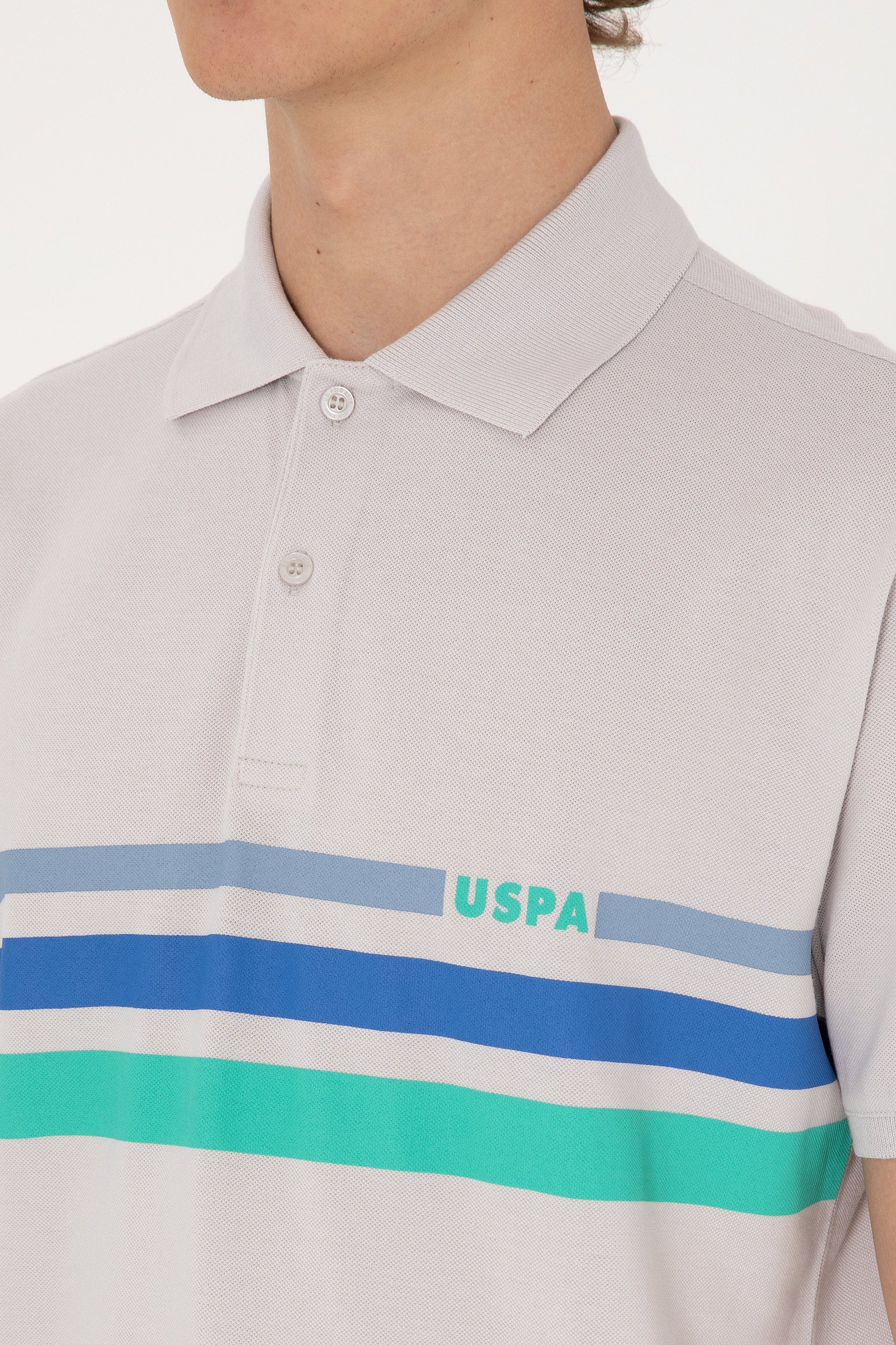 U.S. Polo Assn. - Men's Regular Fit Polo Neck Light Grey T-Shirt