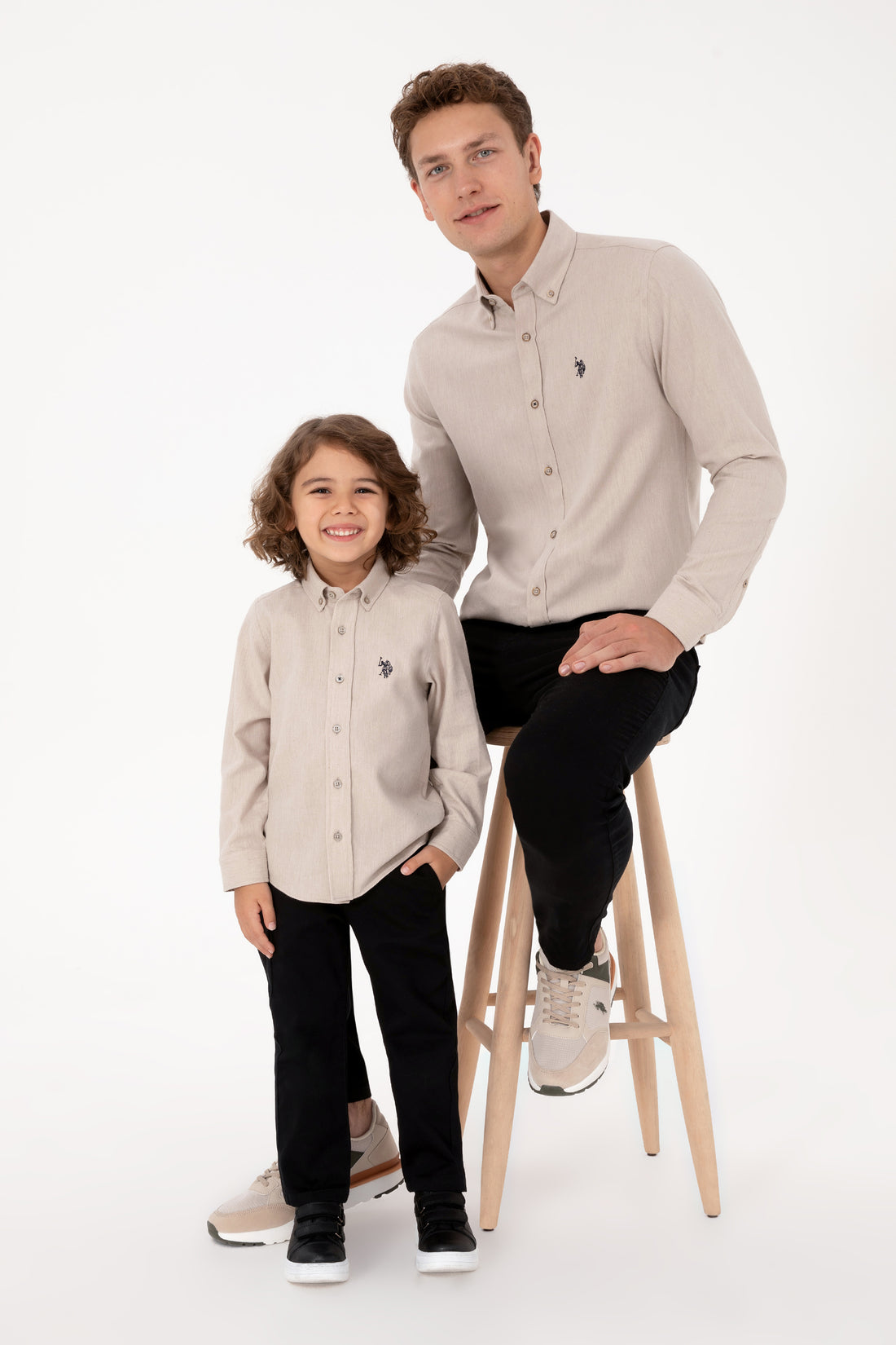 Men's Beige Long Sleeve Basic Shirt