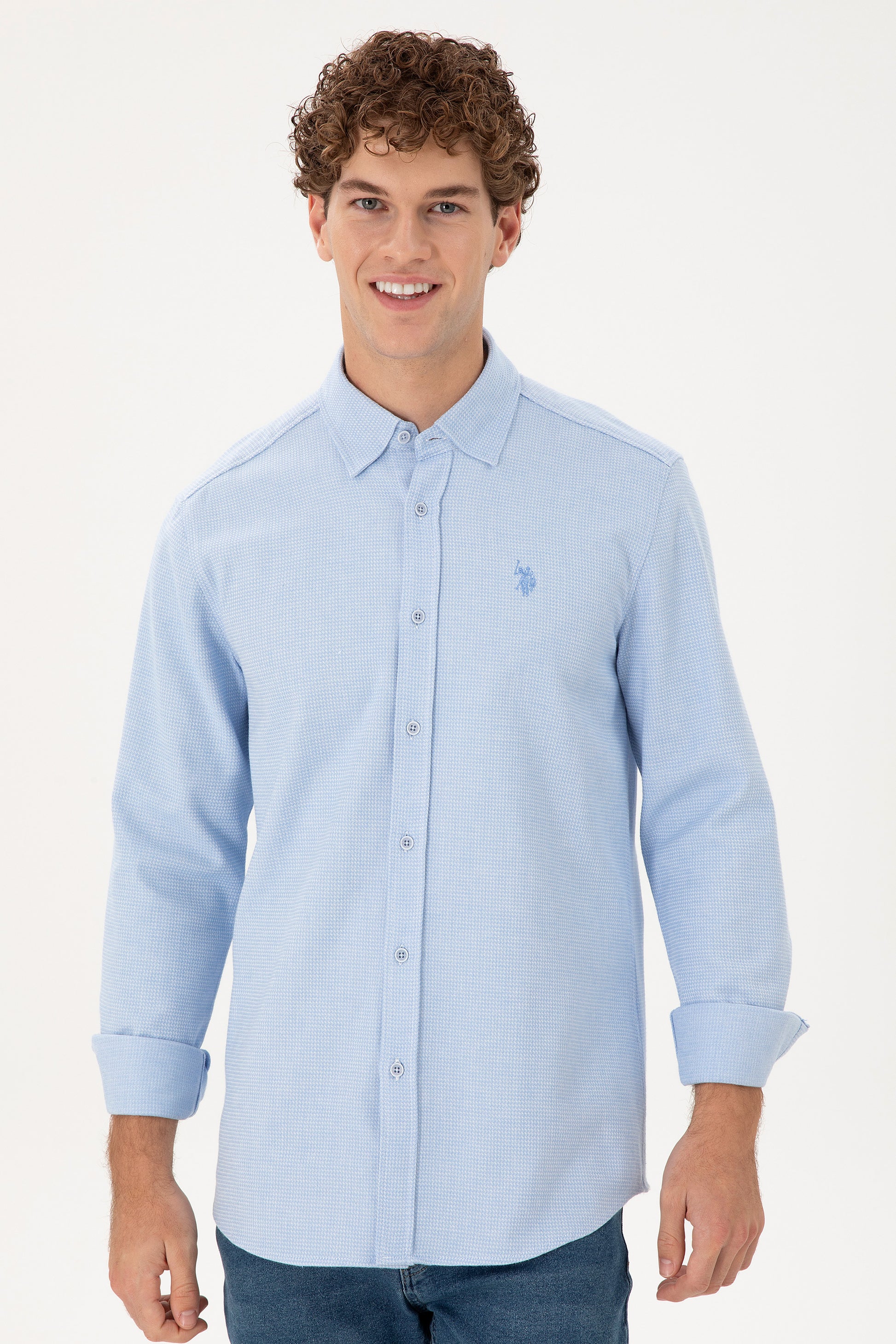 Men's Light Blue Long Sleeve Shirt