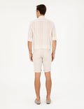 Beige Slim Fit Linen Blend Woven Shorts