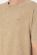 Men's Comfort Fit Crew Neck Khaki Wash T-Shirt