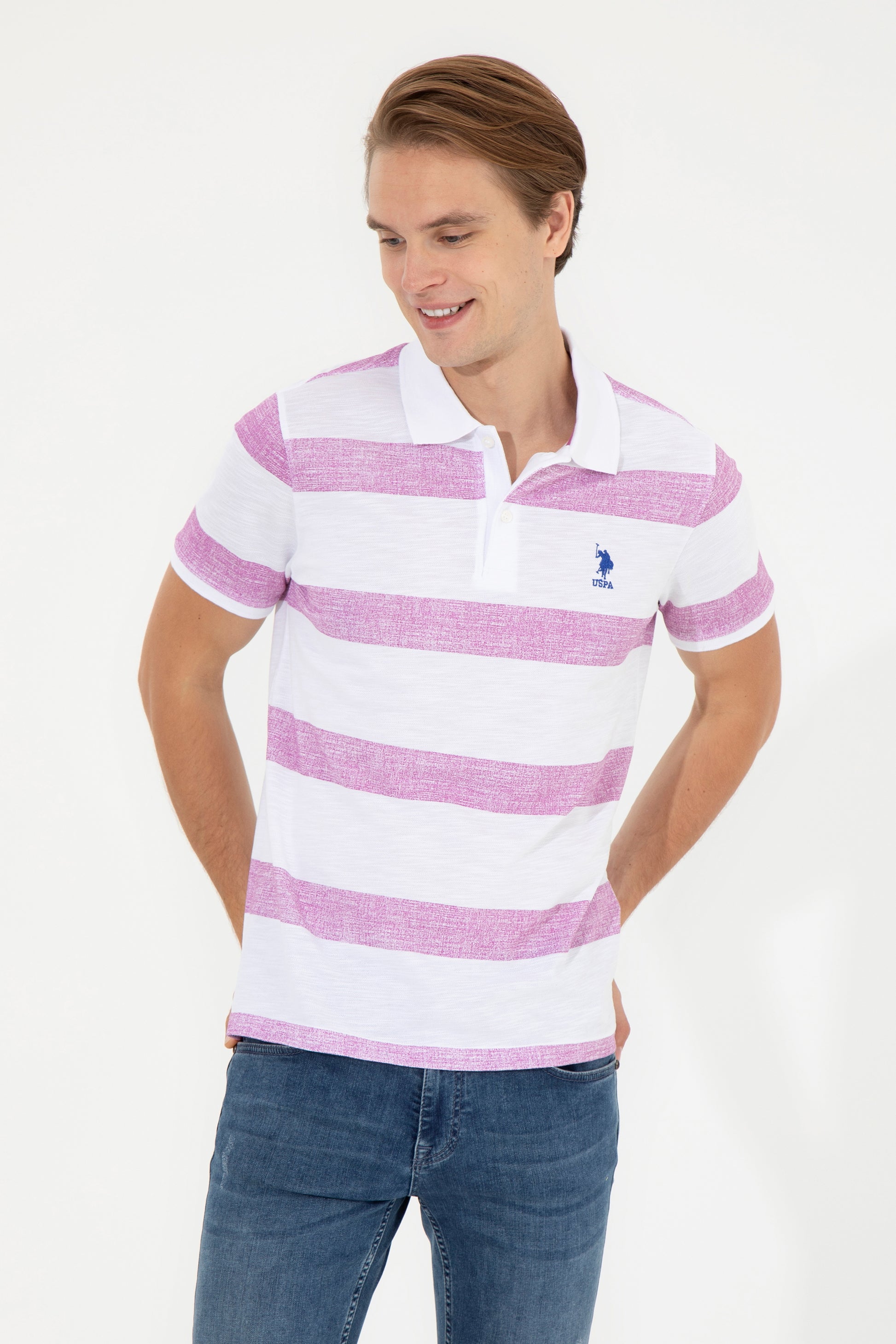 Men's Violet Polo Neck T-Shirt