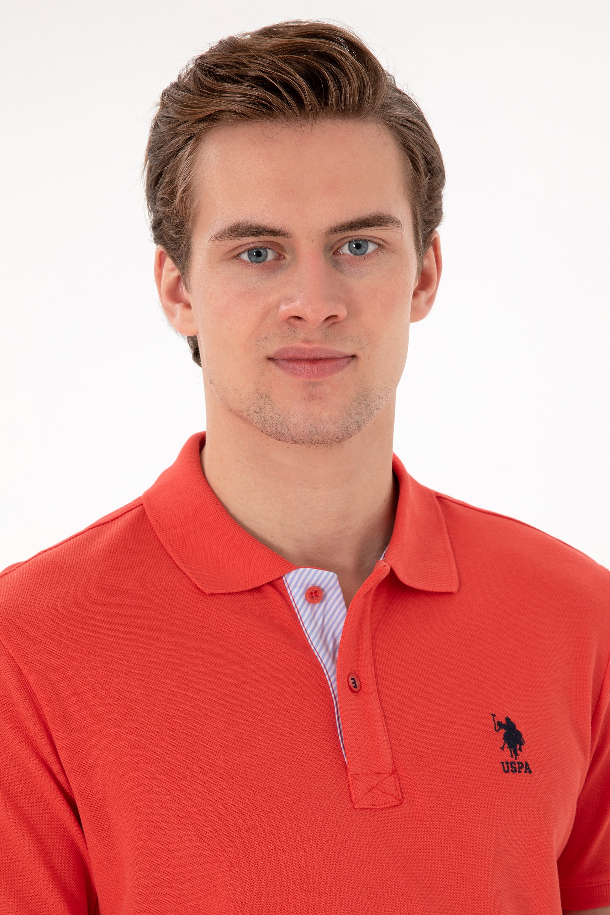 Men's Regular Fit Polo Neck Red Basic T-Shirt