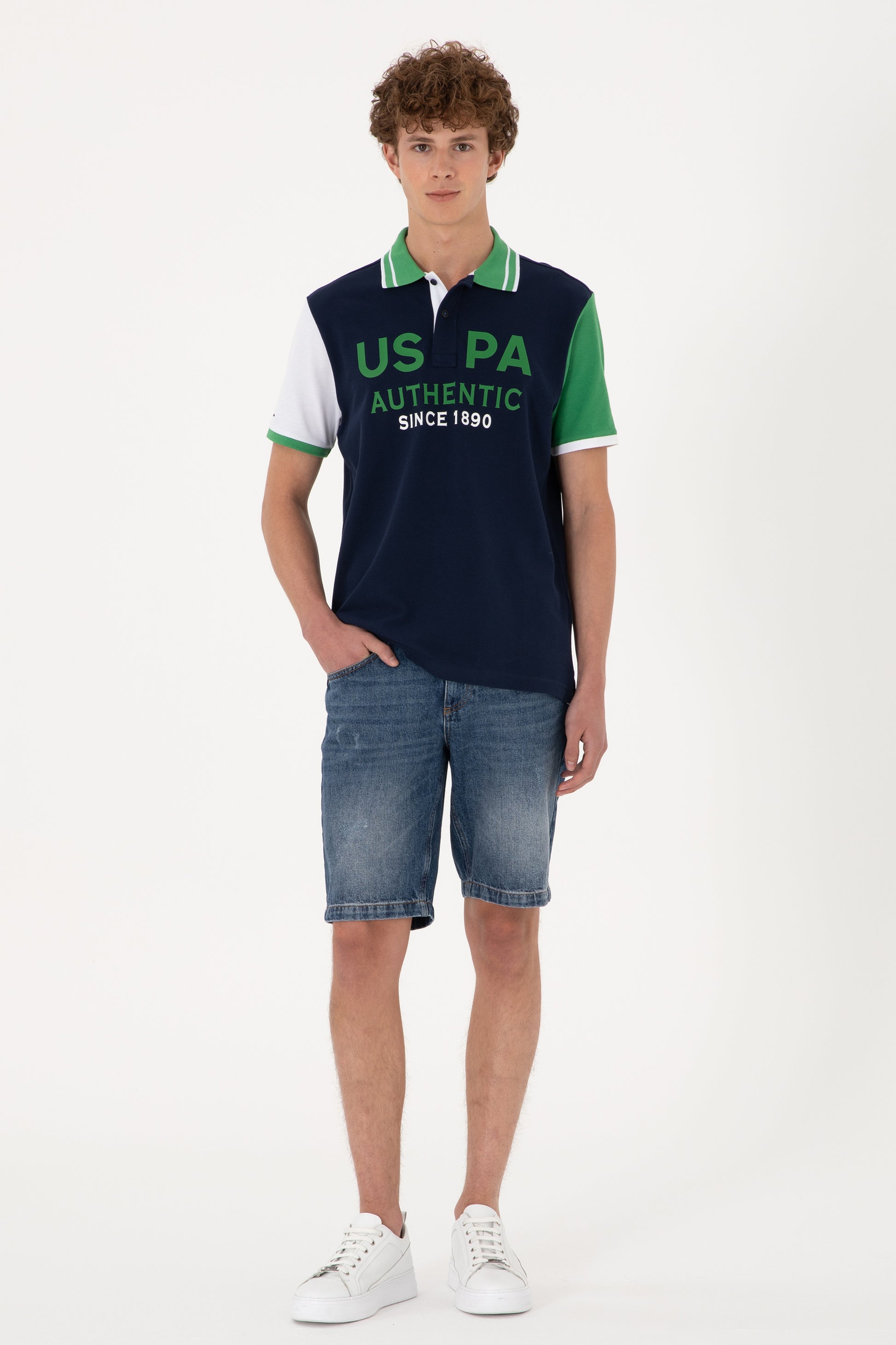Men's Regular Fit Polo Neck Navy T-Shirt
