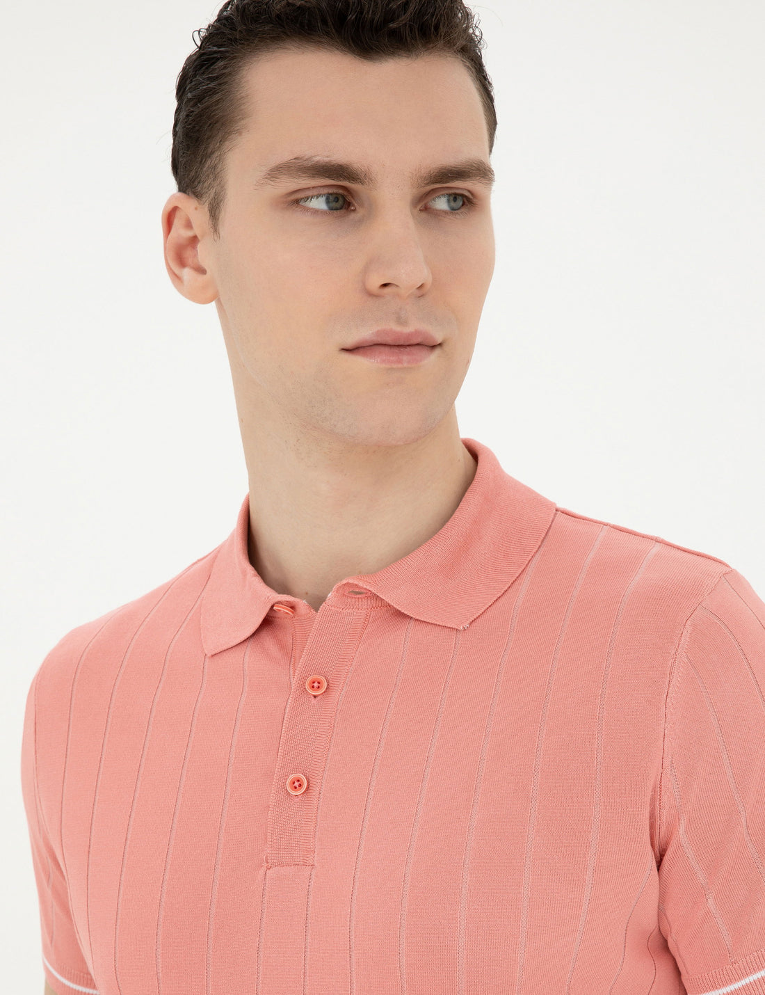 Red Slim Fit Buttoned Polo Neck Knitwear T-Shirt