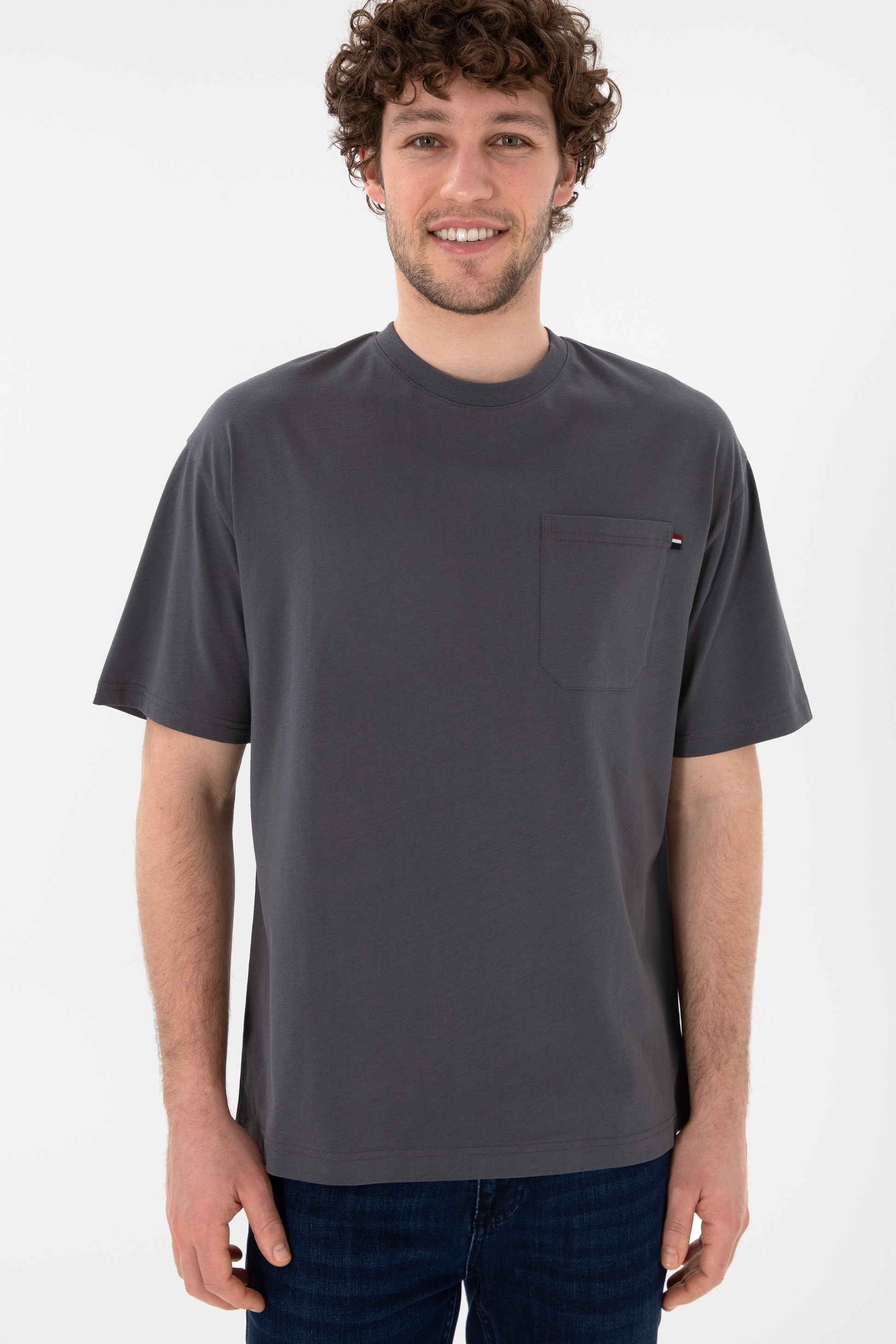 Men's Comfort Fit Crew Neck Anthracite T-Shirt