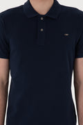 Men's Slim Fit Polo Neck Navy Basic T-Shirt