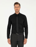 Black Slim Fit Long Sleeve Basic Shirt