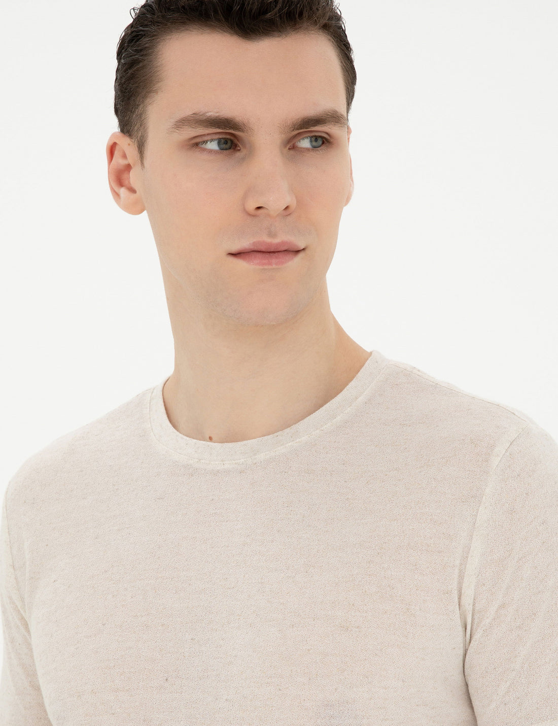Beige Slim Fit Basic T-Shirt