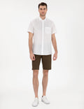 White Linen Look Regular Fit Short Sleeve Shirt