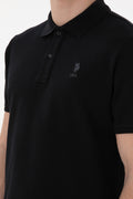 Men's Regular Fit Polo Neck Black Basic T-Shirt