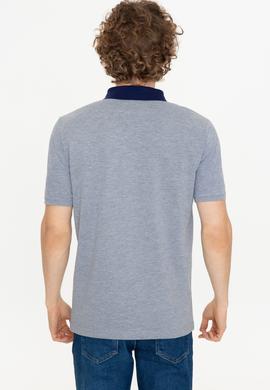 Men's Gray Melange Polo Neck T-Shirt