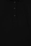 Girls' Black Polo Neck Basic Sweatshirt