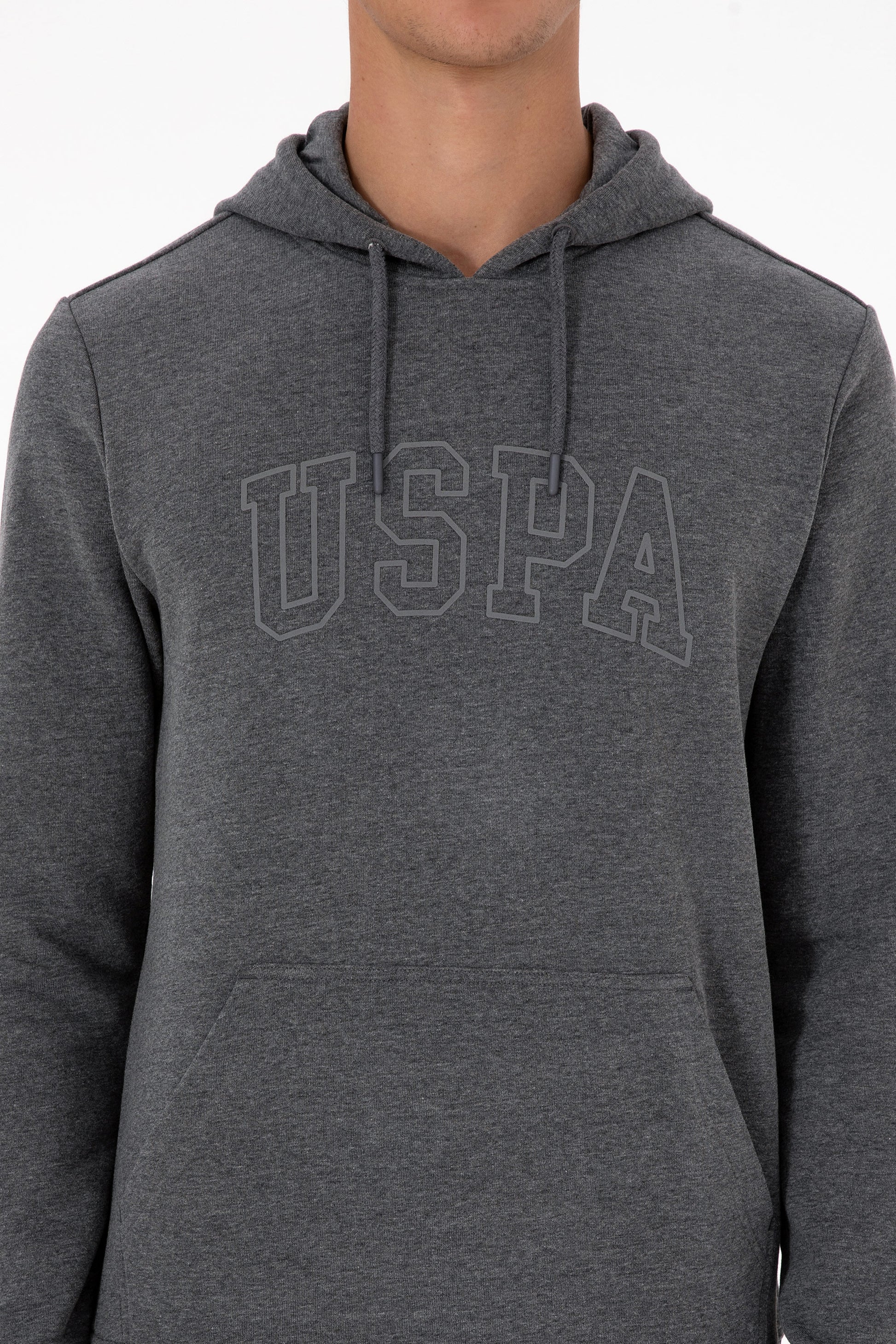 Erkek Regular Fit Kapüşonlu Antrasit Melanj Basic Sweatshirt