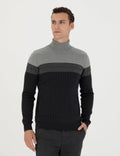 Anthracite Melange Slim Fit Turtleneck Sweater