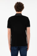 Men's Regular Fit Polo Neck Black Basic T-Shirt
