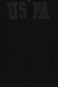 Girls' Black Hooded Basic Sweatshirt