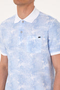 Men's Regular Fit Polo Neck Light Blue T-Shirt