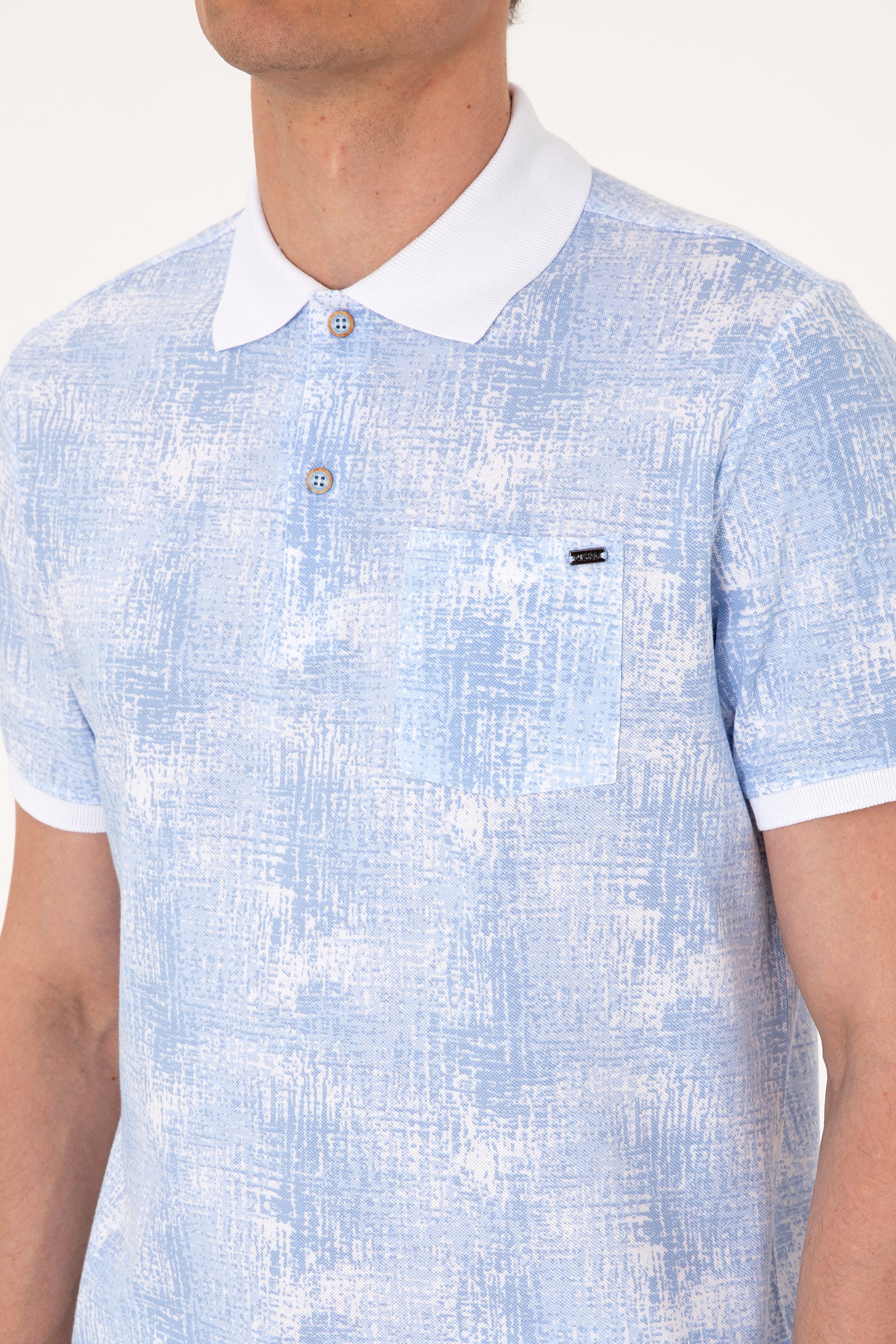 Men's Regular Fit Polo Neck Light Blue T-Shirt