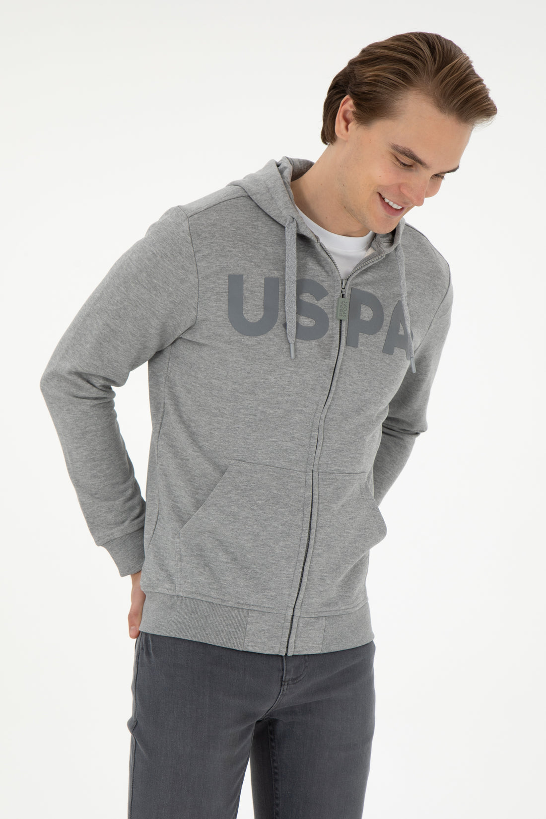 Men's Grey Melange Knitted Cardigan
