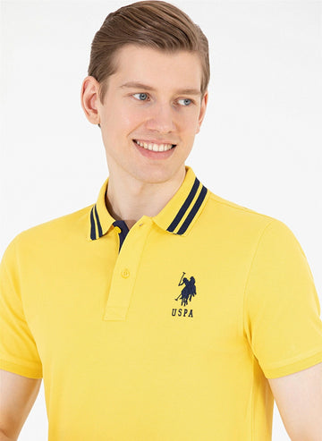 BASE. Polo Assn. BASE. Polo Assn. Dark Yellow Men's Polo T-Shirt GSD01IY023