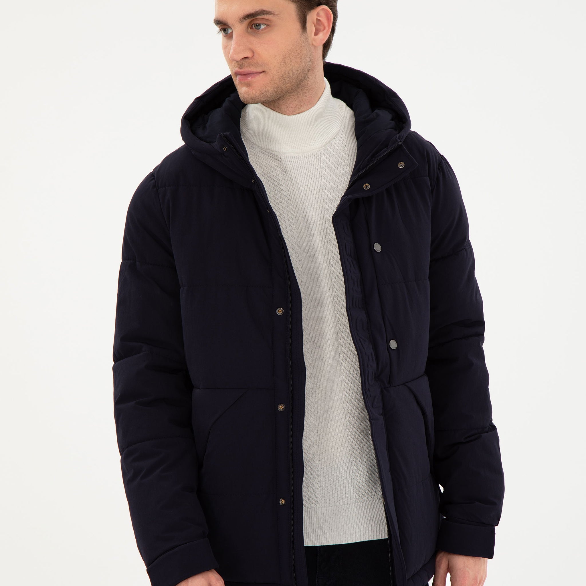 Navy Regular Fit Coat