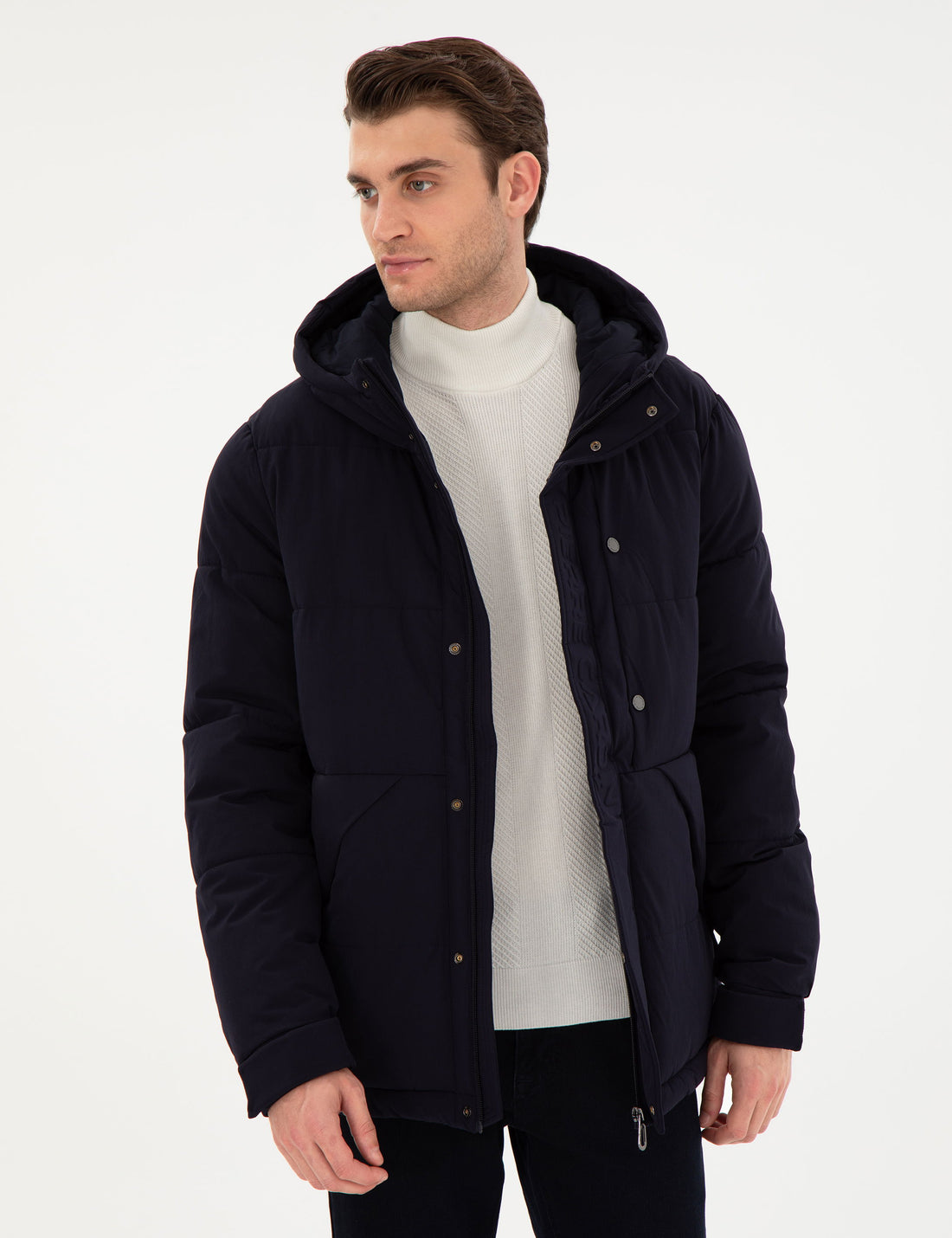 Navy Regular Fit Coat