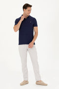 Men's Navy Blue Polo Neck T-Shirt