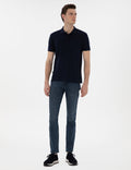 Navy Blue Slim Fit No-Fold Polo Neck Basic T-Shirt