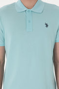 Men's Slim Fit Polo Neck Light Blue Basic T-Shirt