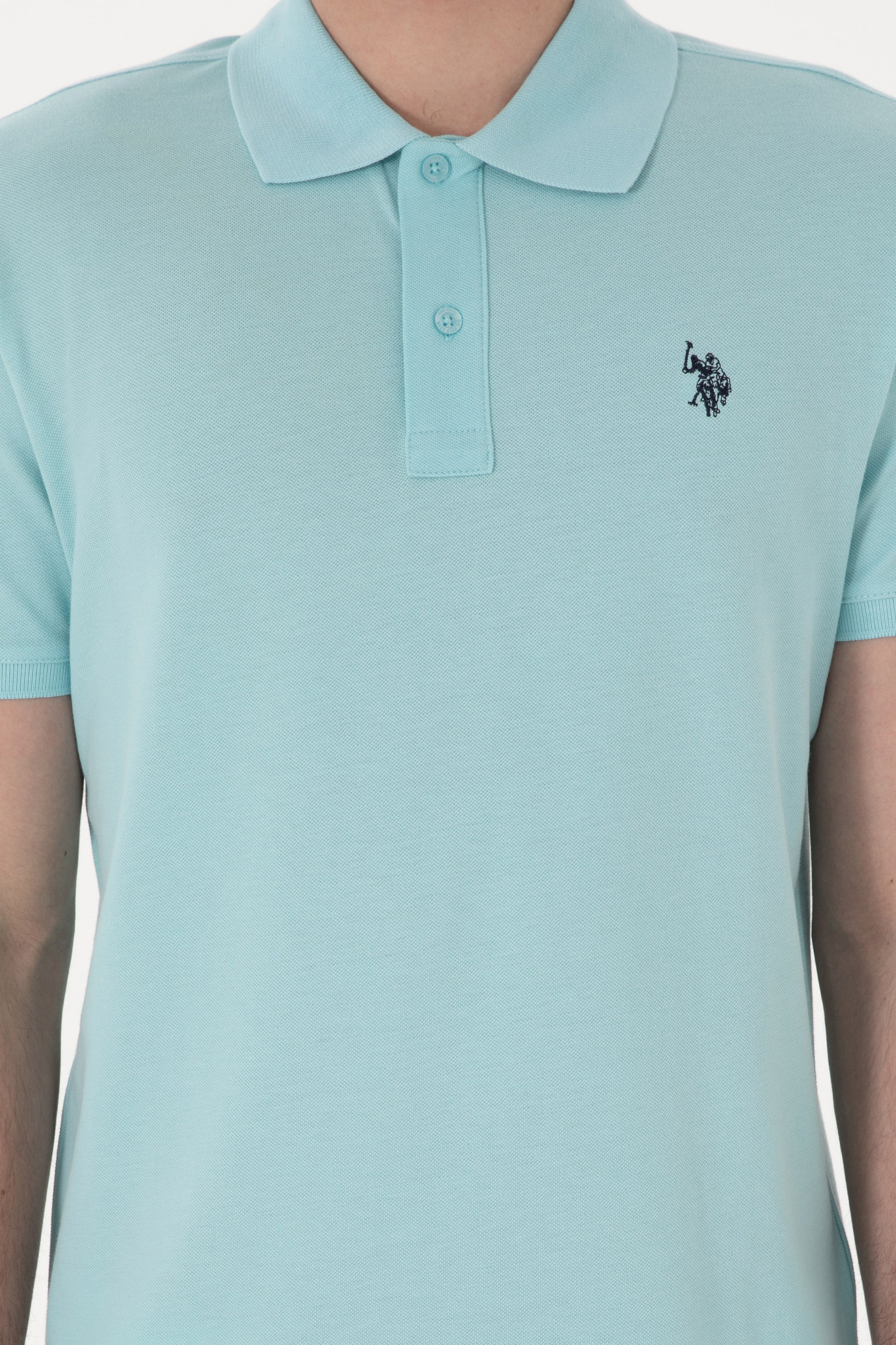 Men's Slim Fit Polo Neck Light Blue Basic T-Shirt