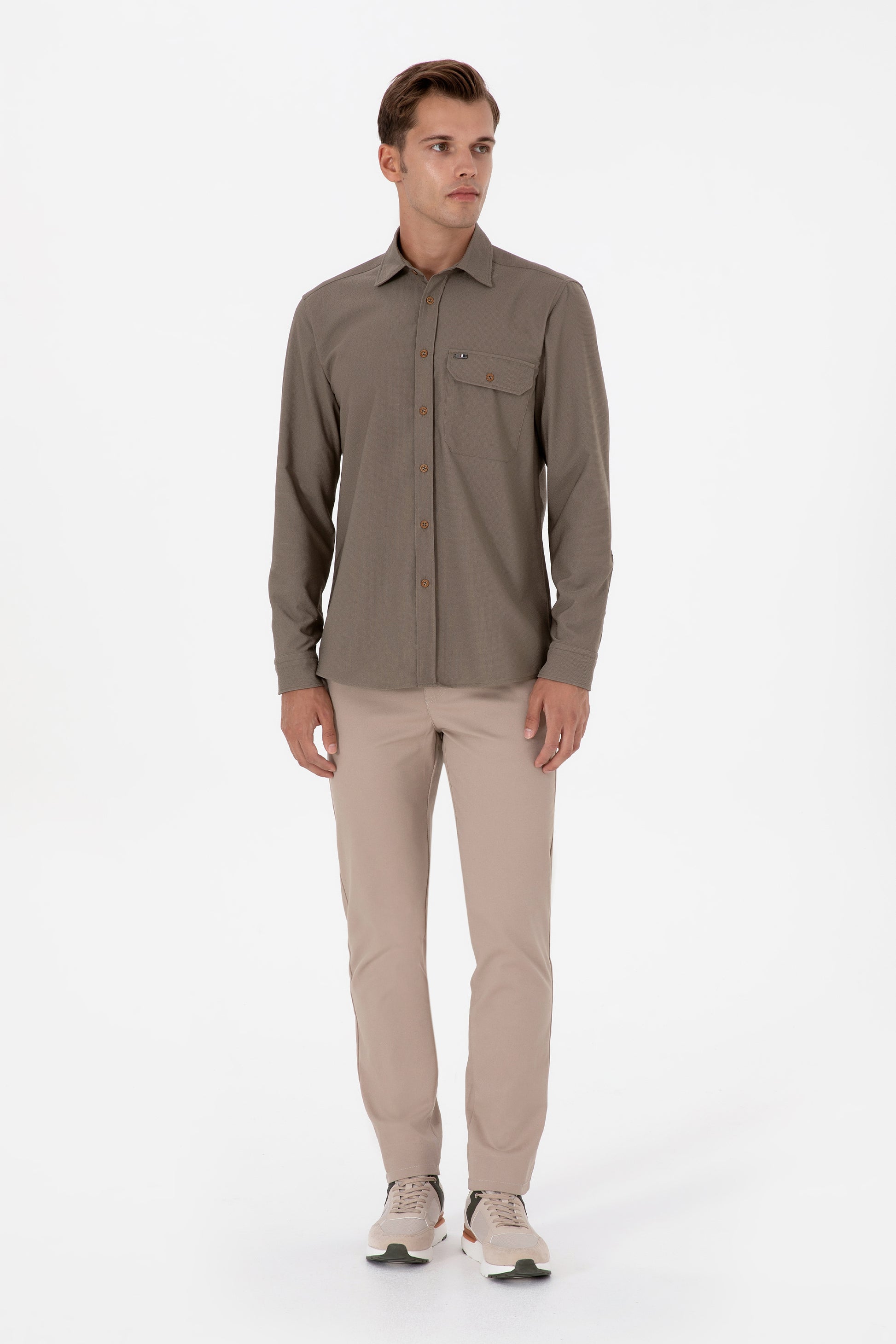 Men's Khaki Long Sleeve Shirt