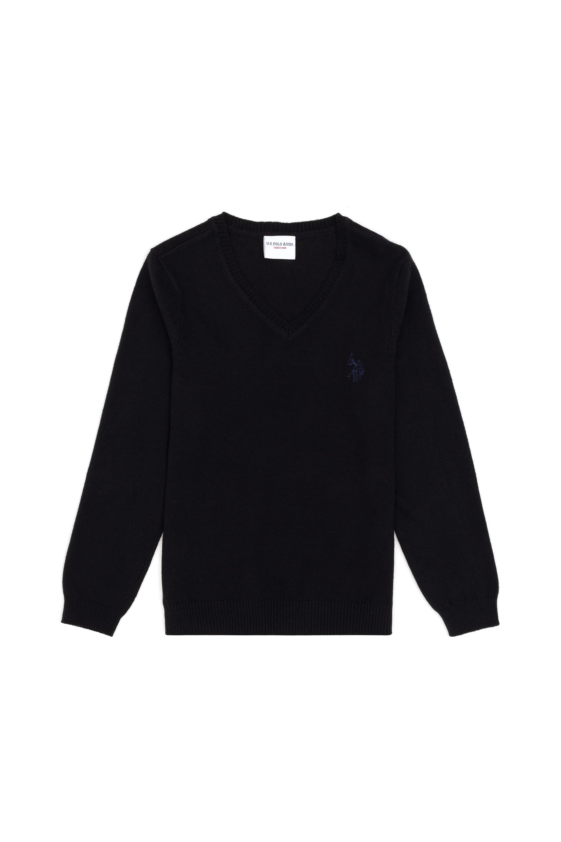Girls' Black V Neck Basic Sweater