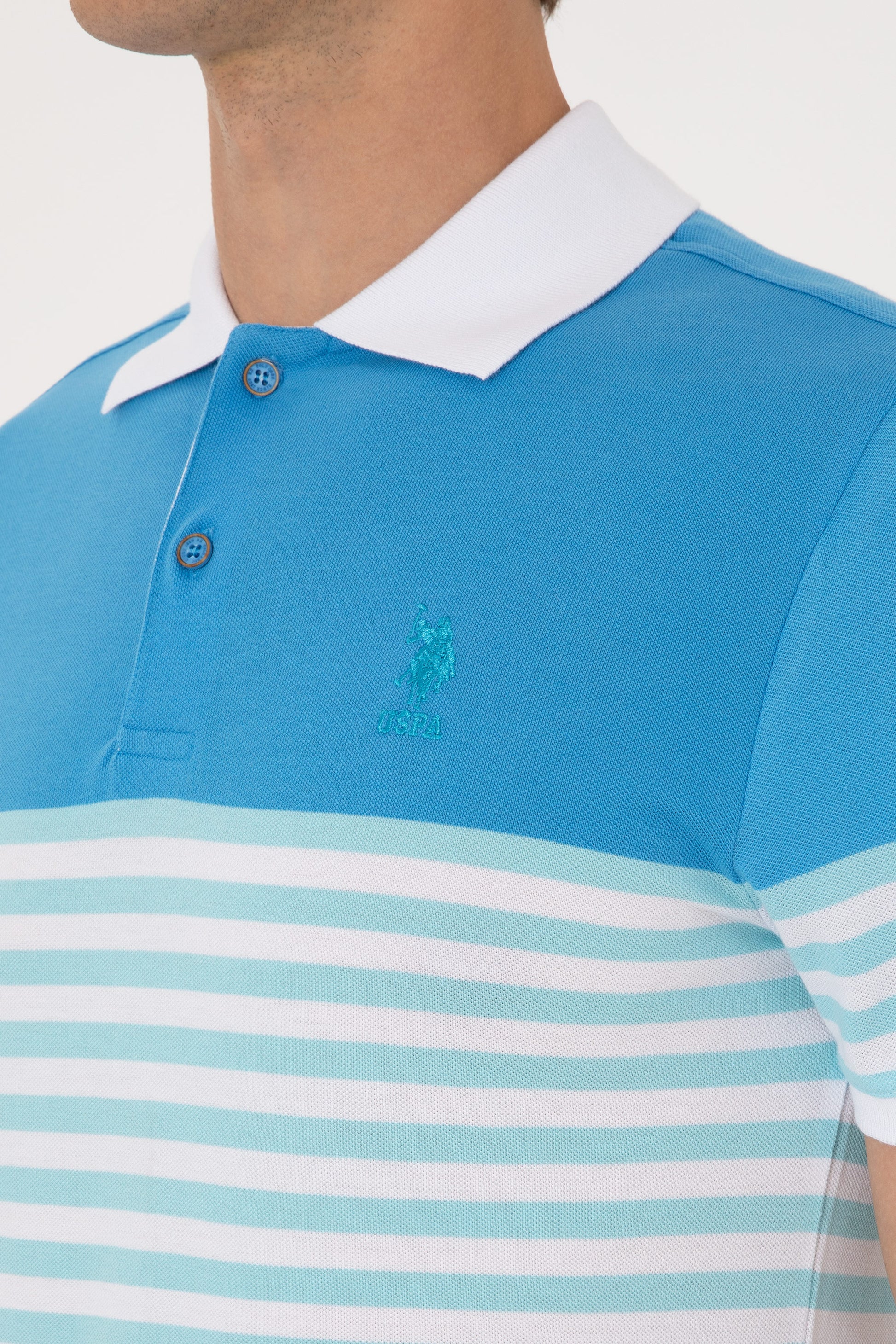 Men's Regular Fit Polo Neck Turquoise T-shirt