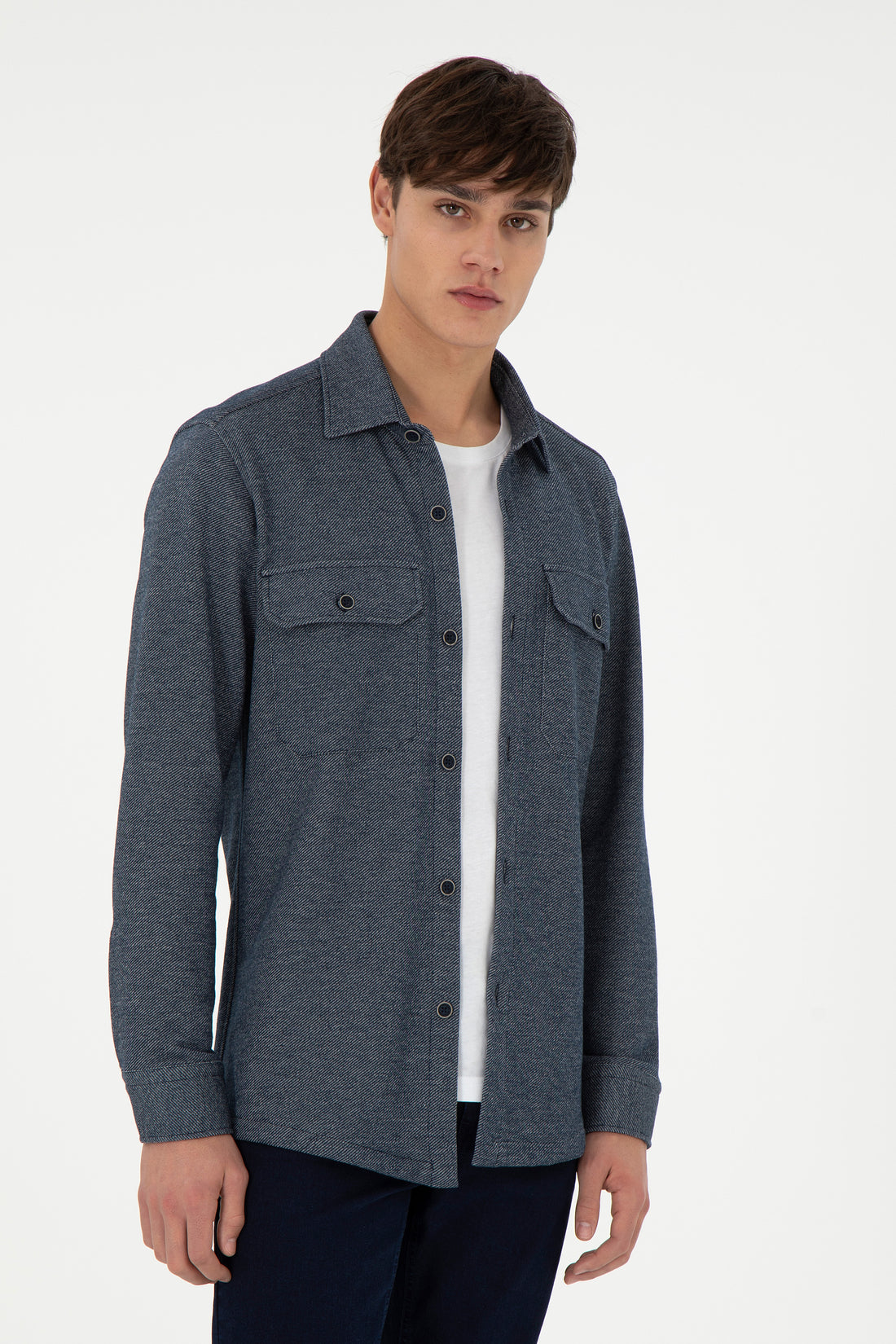 Men's Navy Blue Knitted Shirt