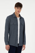 Men's Navy Blue Knitted Shirt